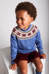 Classic Fair Isle Merino Wool Jumper in Blue (12mths-10yrs) Knitwear  from Pepa London US