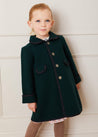 Austrian Single Breasted Coat With Grey Trim in Bottle Green (12mths-10yrs) Coats  from Pepa London US