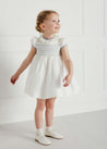 Ivory Hand Smocked Occasion Dress with Blue Details (12mths-8yrs) Dresses  from Pepa London US