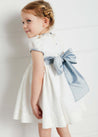 Ivory Handsmocked Occasion Dress with Blue Details (12mths-8yrs) Dresses  from Pepa London US