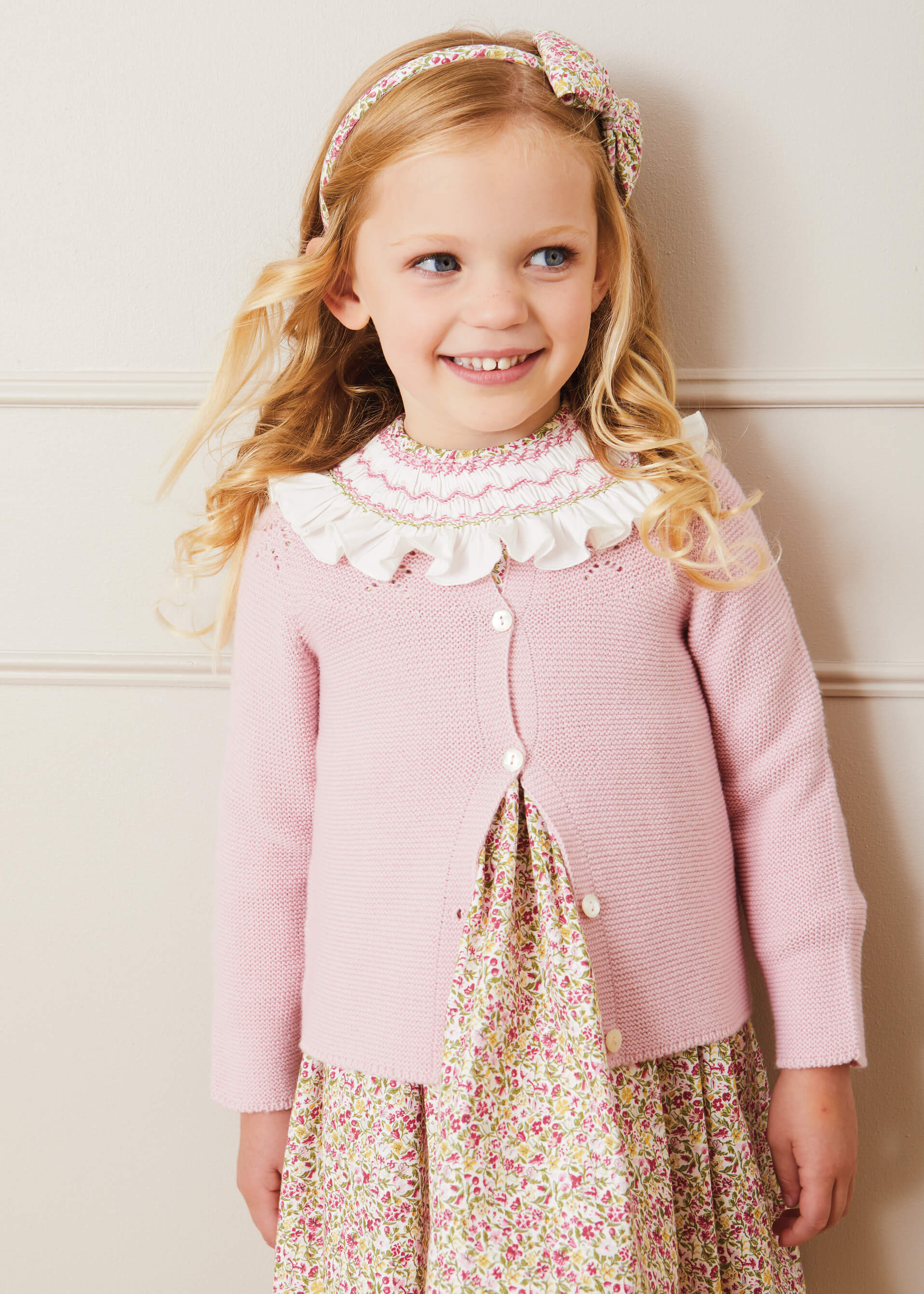 Openwork Cardigan In Pink (6mths-10yrs) KNITWEAR from Pepa London US