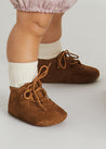 Suede Oxford Pram Booties in Brown (17-20EU) Shoes  from Pepa London US