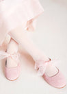 Suede Mary Jane Shoes in Pink With Organza Bow (24-34EU) Shoes  from Pepa London US