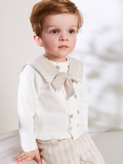 Sailor Collar Striped Set in Beige (12mths-6yrs) SETS from Pepa London US