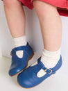 T-Bar Leather Baby Shoes in French Blue (20-24EU) Shoes  from Pepa London US