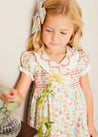 Clementine Floral Hand Smocked Double Breasted Short Sleeve Dress in Coral (12mths-10yrs) DRESSES from Pepa London US