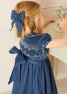 Handsmocked Shortsleeve Dress in Royal Blue (12mths-10yrs) Dresses  from Pepa London US