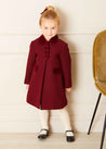 Single Breasted Scallop Detail Coat In Burgundy (12mths-10yrs) COATS  from Pepa London US