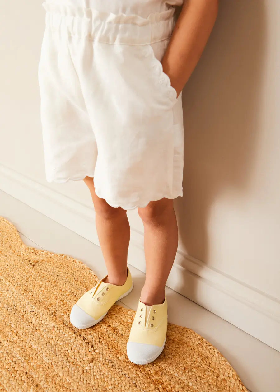 Canvas Plimsolls in Cream (20-35EU) SHOES from Pepa London US