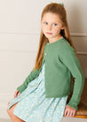 Avery Floral Print Pleated Collar Mid Sleeve Dress in Green (18mths-10yrs) Dresses  from Pepa London US