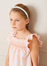 Striped Smock Detail Ruffle Sleeve Blouse in Tangerine (4-10yrs) Blouses  from Pepa London US