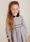 Ebury Check Peter Pan Collar Belted Dress In Beige (2-10yrs) DRESSES from Pepa London US