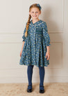 Floral Double Breasted Handsmocked Collar Dress In Navy (12mths-10yrs) Dresses  from Pepa London US