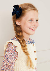 Velvet Big-Bow Clip in Navy HAIR ACCESSORIES from Pepa London