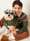 Fair Isle Merino Wool Jumper in Green (4-10yrs) Knitwear  from Pepa London US