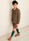 Check Tweed Three Button Blazer Jacket In Brown (4-10yrs) COATS  from Pepa London US