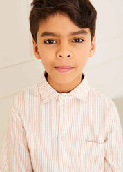 Striped Polo Collar Long Sleeve Shirt in Burgundy (12mths-10yrs) Shirts from Pepa London US