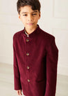 Velvet Mao Collar Blazer in Burgundy (4-10yrs) Coats  from Pepa London US