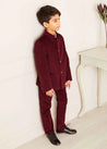 Velvet Mao Collar Blazer in Burgundy (4-10yrs) Coats  from Pepa London US