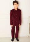 Velvet Formal Trousers in Burgundy (4-10yrs) Trousers  from Pepa London US