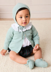 Two Button Baby Cardigan in Green (1-9mths) KNITWEAR from Pepa London US