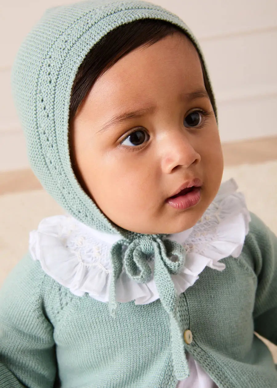 Openwork Bonnet In Green (S-L) KNITTED ACCESSORIES from Pepa London