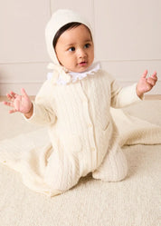 Cashmere Cable Knit Pocket Detail All In One in Cream (1mth-12mths) ALL-IN-ONE from Pepa London US
