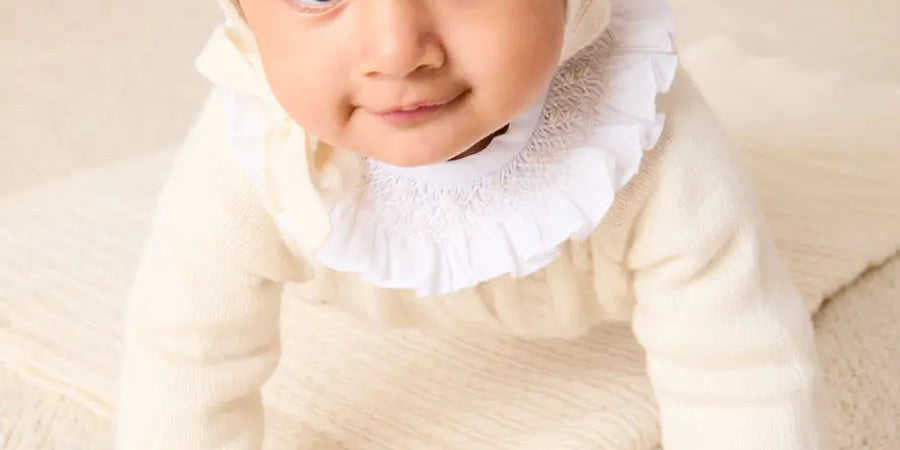 Cashmere Cable Knit Bonnet in Cream (XS-L) Bonnets from Pepa London US
