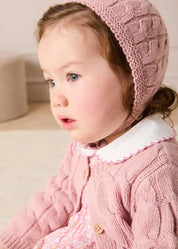 Cable Detail Knitted Bonnet in Pink (S-L) KNITTED ACCESSORIES from Pepa London US