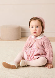 Cable Detail Knitted Bonnet in Pink (S-L) KNITTED ACCESSORIES from Pepa London US