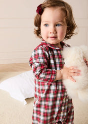 Francis Tartan Long Sleeve All In One Pyjama in Red (6mths-3yrs) #N/A from Pepa London US