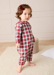 Francis Tartan Long Sleeve All In One Pyjama in Red (6mths-3yrs) #N/A from Pepa London US