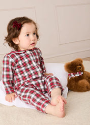 Francis Tartan Long Sleeve All In One Pyjama in Red (6mths-3yrs) #N/A from Pepa London US