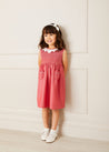 Tulip Collar Smocked Detail Sleeveless Dress in Red (12mths-10yrs) Dresses from Pepa London US