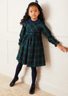 Tartan Ruffle Collar Long Sleeve Dress In Green (12mths-10yrs) DRESSES  from Pepa London US