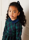 Tartan Ruffle Collar Long Sleeve Dress In Green (12mths-10yrs) DRESSES  from Pepa London US