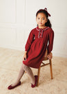 Ruffle Collar Long Sleeve Knitted Dress In Red (4-10yrs) DRESSES  from Pepa London US