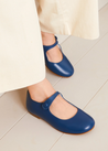 Leather Mary Jane Shoes in Blue (25-34EU) Shoes from Pepa London US