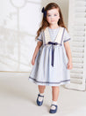 Nautical Stripe Organic Cotton Dress in Sky Blue (12mths-10yrs) - Dresses - PEPA AND CO vimeo_692221341