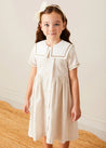 Waterford Striped Mariner Collar Double Breasted Short Sleeve Dress in Beige (12mths-10yrs) DRESSES from Pepa London US