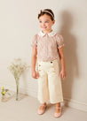 Wide Leg Front Button Trousers in Beige (2-10yrs) Trousers from Pepa London US