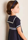 Mariner Collar Bow Detail Short Sleeve Dress in Navy (4-12yrs) DRESSES from Pepa London US