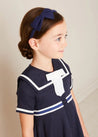 Navy Linen Big Bow Hairband Hair Accessories from Pepa London US