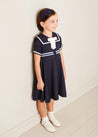 Mariner Collar Bow Detail Short Sleeve Dress in Navy (4-12yrs) DRESSES from Pepa London US