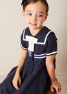 Mariner Collar Bow Detail Short Sleeve Dress in Navy (4-12yrs) DRESSES from Pepa London US