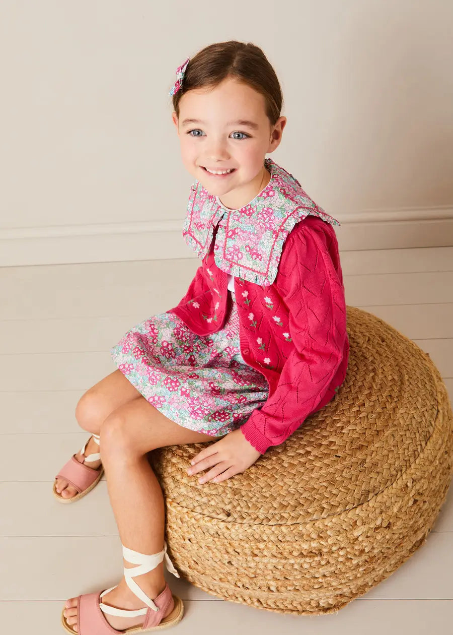 Viola Floral Smocked Waistband Skirt in Pink (3-10yrs) SKIRTS from Pepa London US