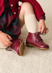 Oxford Baby Booties in Burgundy (20-26EU)