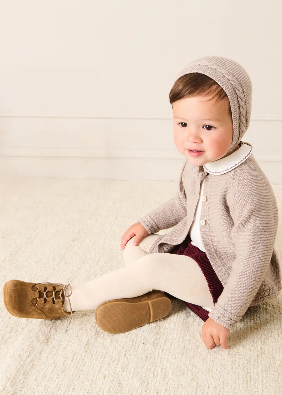 Cable Detail Cardigan in Beige (6mths-3yrs) KNITWEAR from Pepa London US