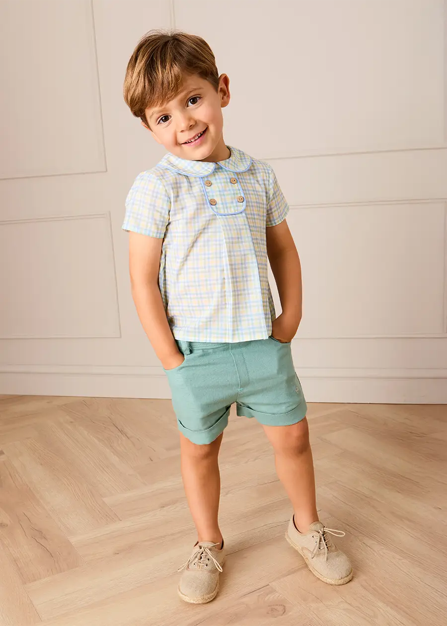 Plain Insignia Elasticated Waistband Shorts in Sage Green (12mths-4yrs) Shorts from Pepa London US