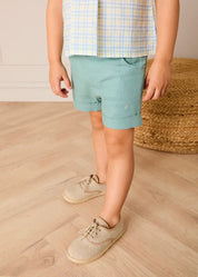 Plain Insignia Elasticated Waistband Shorts in Sage Green (12mths-4yrs) Shorts from Pepa London US